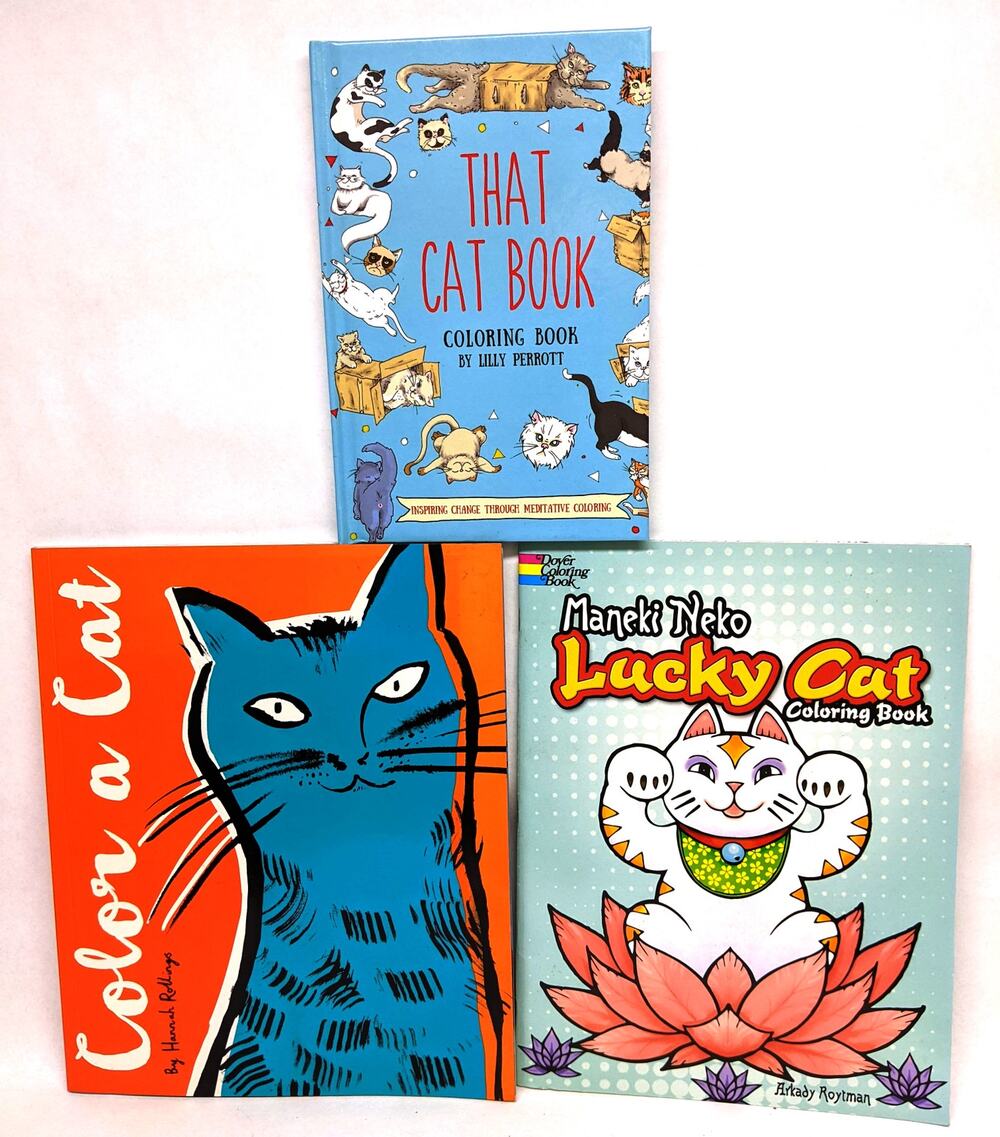 Mixed lot of three cat coloring / art sketch books - Clean and UNUSED